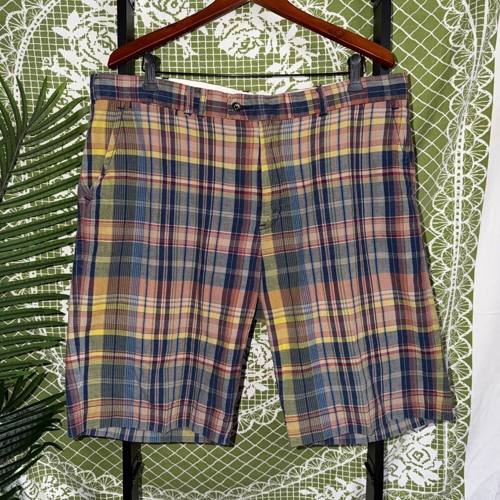 Polo Ralph Lauren Plaid Madras Shorts Men's 40 Multi-Color Cotton Flat Front